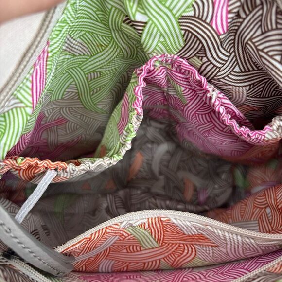 The Sak Indio Leather Bucket Shoulder Bag White Gray - Picture 12 of 15